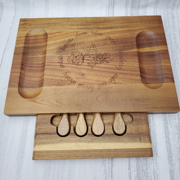 Cheese Charcuterie Board & Serving Accessory Set in Acacia Wood - Picture 2 of 12